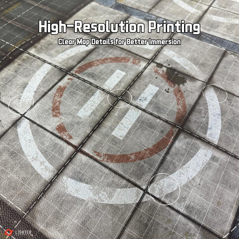 Lighter Creative Store 44'' x 60'' Battle Mat Gridded War-Gaming Mat for WH40K Pariah Nexus Deployment Zone - Made of Synthetic Leather, 1.1mm Thickness (Adamant Bastion: Sector XI) - Image 5